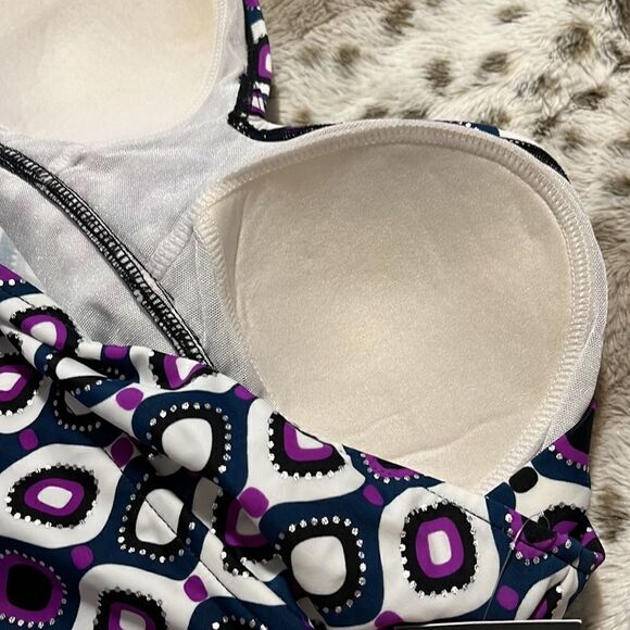 Swim Solutions Women's Jewels Printed Tiered Tummy Control One-Piece Swimsuit - Picture 10 of 13